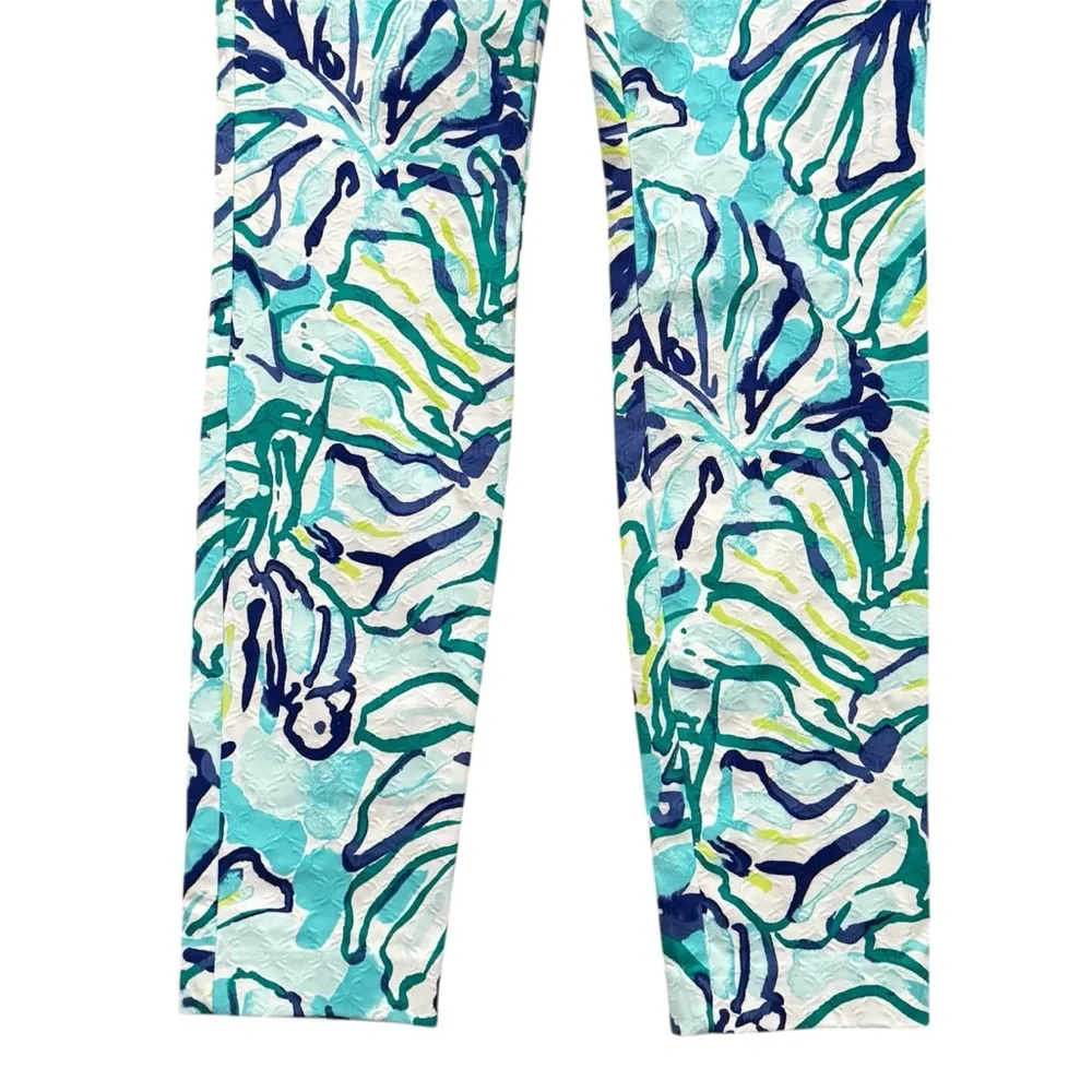 Lilly Pulitzer Kelly Skinny Ankle Pants Pool Blue Stay Cool Size 0